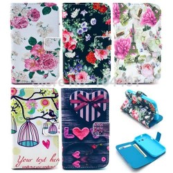 PU Leather Tower Pattern Style Cover Case For Samsung Galaxy Core i8262 w/ card slot Flower Floral Stand Wallet phone bag