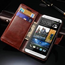 Retro Leather Book Style Case For HTC One M7 Flip Luxury Flip Stand Phone Back Cover With Card Holders Drop Ship