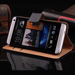 Retro Real Leather Case for HTC One M7 801e Luxury Wallet Stand Style Credit Card Slot Bags Cover Retail RCD01265