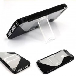 simple design S-Shape line TPU+PC Bumper Gel case with Kick Stand For Apple iphone5 5G 5th transparent cover K-Tech