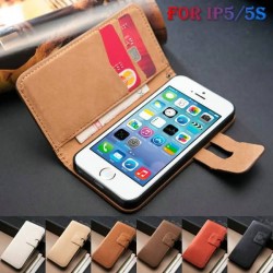 For iPhone5S Soft Feel Leather Wallet Stand Design Case for iPhone 5 5S 5G Bag Luxury Cover Free Screen Film