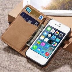 Soft Wallet Case for iPhone 4 4S 4G Vintage PU Leather Phone Bag with Stand Flip Design with Card Holder Muti Colors