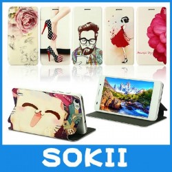 Sokii,Printed Wallet PU Flip Phone Case Cover For Samsung Galaxy S4 I9500 Flip stand leather case+Screen film