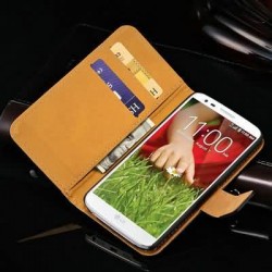 Stand Wallet Genuine Leather Case For LG G2 Luxury Bag Cover Book Style New Arrival Black Drop Ship