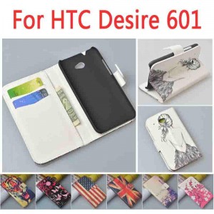 Buy Cute Cartoon Pattern with Stand PU Leather Flip Case for HTC Desire 601 Phone Bag Cover with Card Holder online