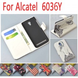 Tiger pattern Leather wallet Case for Alcatel One Touch Idol 2 Mini S 6036 6036Y with card slot and stand function