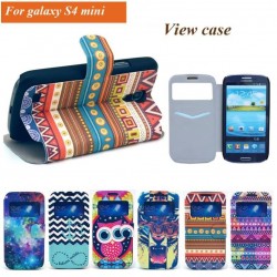 Tribe Aztec Tribal Cartoon Wallet Stand View Window Leather Case for Samsung Galaxy S4 SIV Mini i9190 i9192 Cover