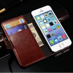 Retro Wallet PU leather case for iPhone 5 5S 5g Luxury Flip With Stand + 2 Credit Card Holder , brown black white red rose blue