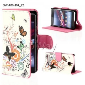 Buy Wallet Leather Case For Sony Xperia E1 Flower Butterfly Book Stand Flip Cover Case Cell Phone Shell 1PC online