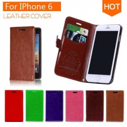 Wallet Style Flip Leather Cover with Stand Holder Fashion Case For Apple iphone 6 Protective Bags