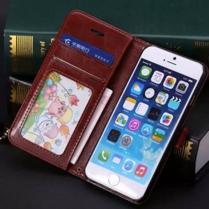 Buy Wallet Style Flip Leather Cover with Stand Holder Fashion Case For Apple iphone 6 Plus 5.5" Protective Bags online