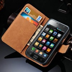 Wallet With Stand Genuine Leather Case For Samsung Galaxy S i9000 i9001 Stylish Phone Bag With Card Holder