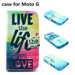 Fashion PU leather + PC Cell Bag Shell Cover Cases for MOTO G Wallet with Card Holder Stand