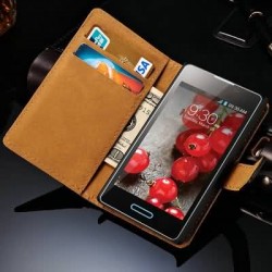 With Stand Genuine Leather Wallet Case For LG Optimus L5 E612 Phone Bag Skin Flip Style Brand New