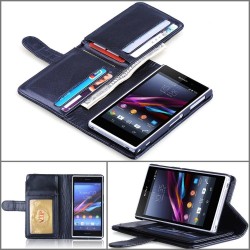 Z1 Wallet PU Leather Phone Case For Sony_Xperia Z1 L39h Case Stand Design With 6 Card Holders Business Man Flip Cover